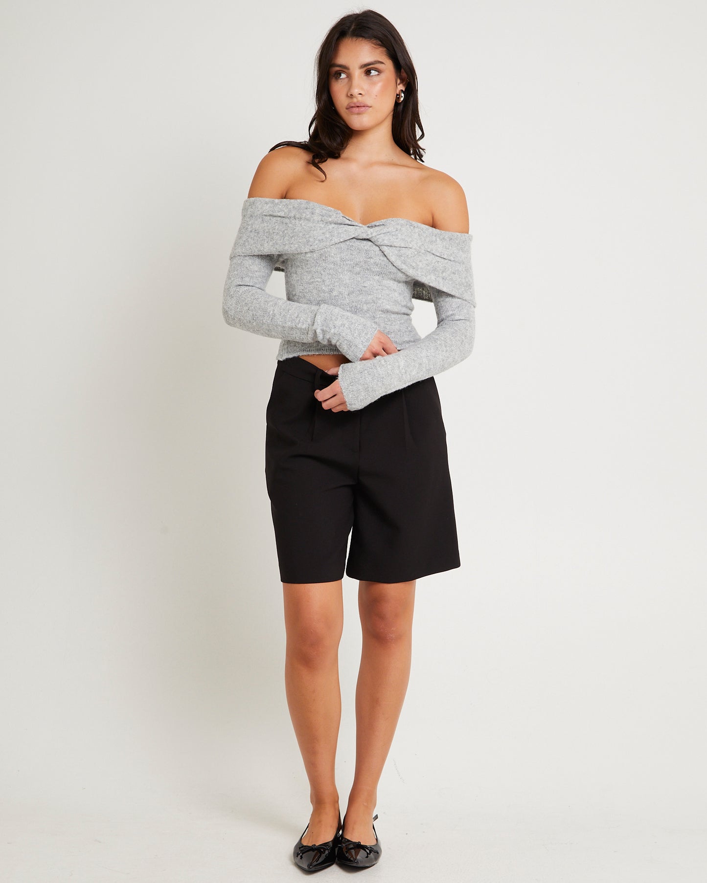 Piper Twist Off Shoulder Long Sleeve Knit