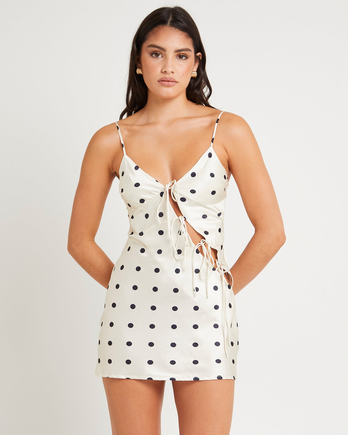 About A Girl Mini Dress CREAM POLKA DOT