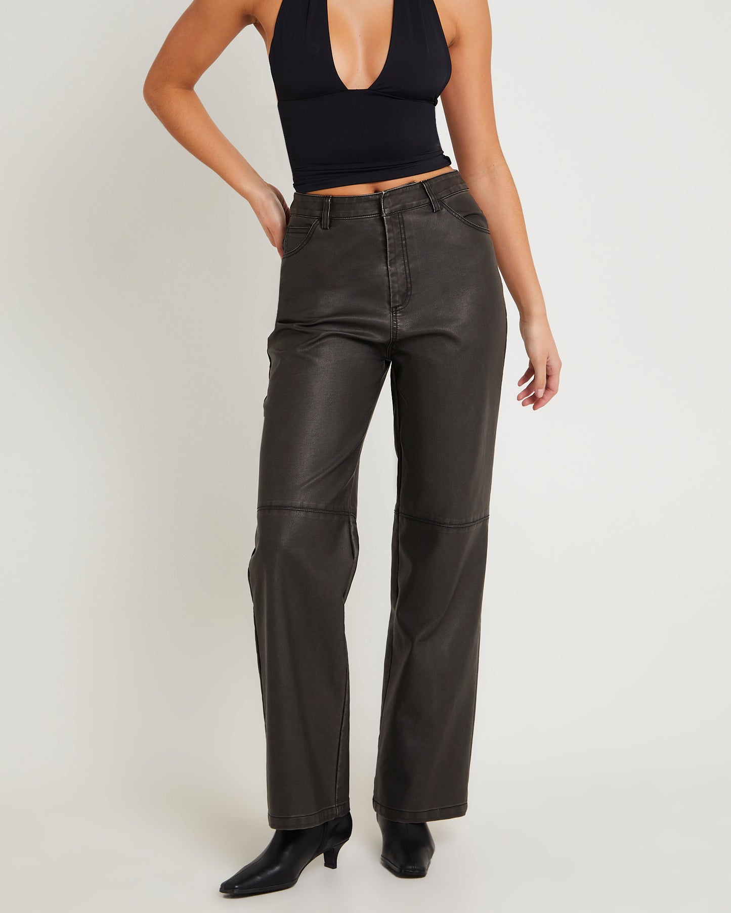 Esme Leather Look Straight Pants