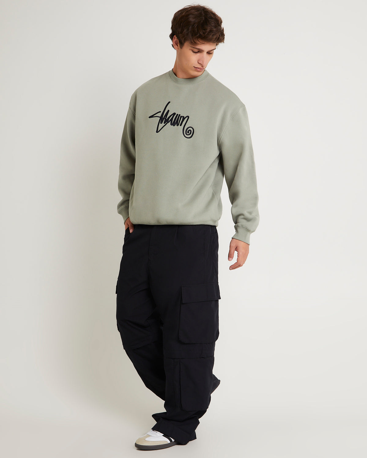 Shawn Script Crew Sweatshirt SEAGRASS