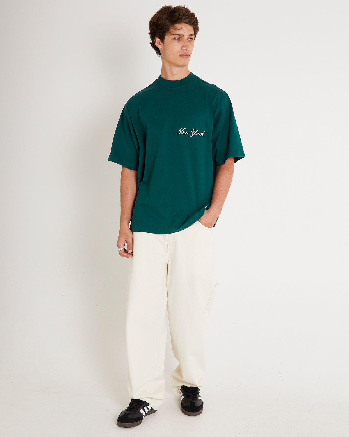 New York Yankees Script Boxy T-Shirt Deep Emerald
