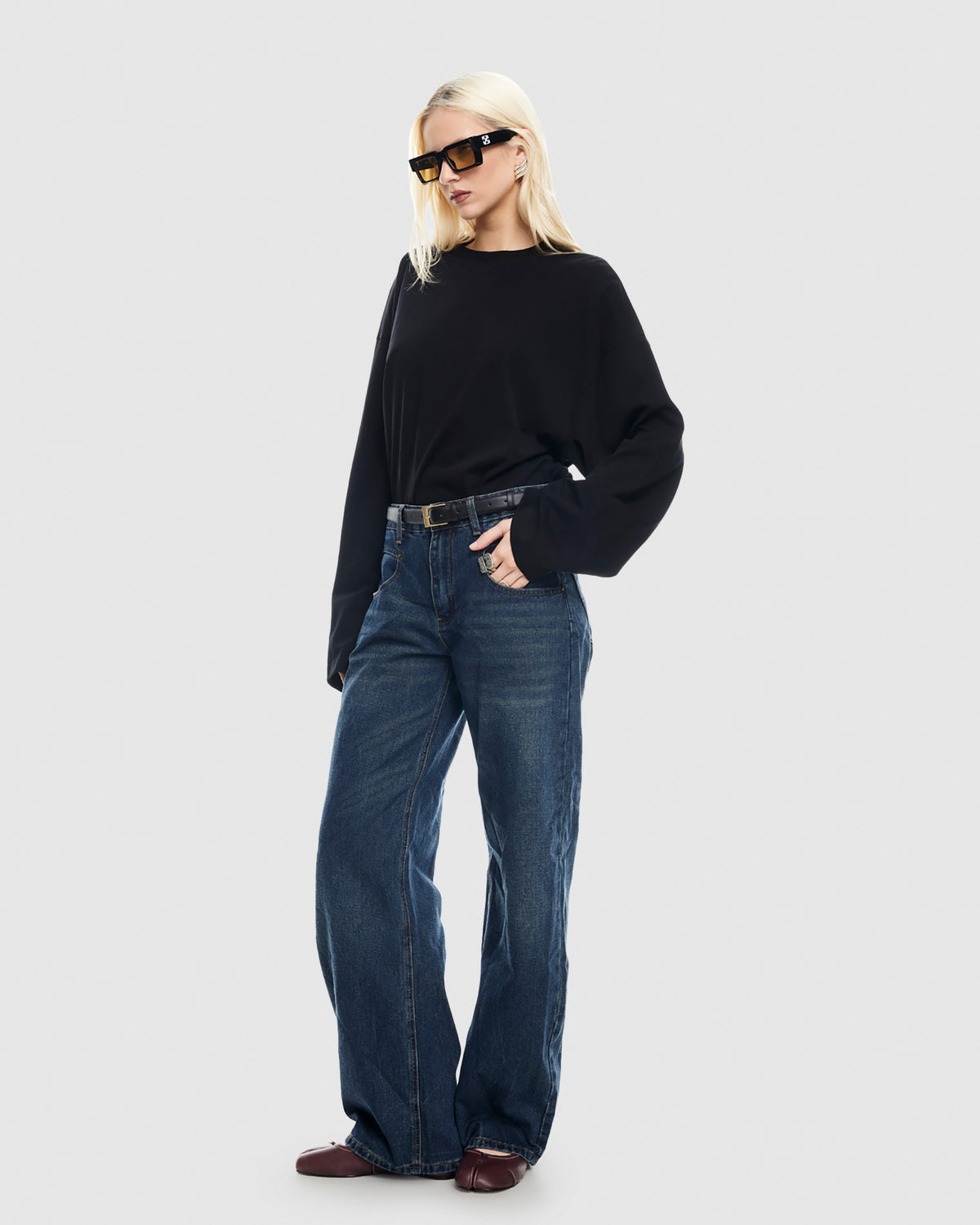 Bloom Solid Long Sleeve Top ONYX