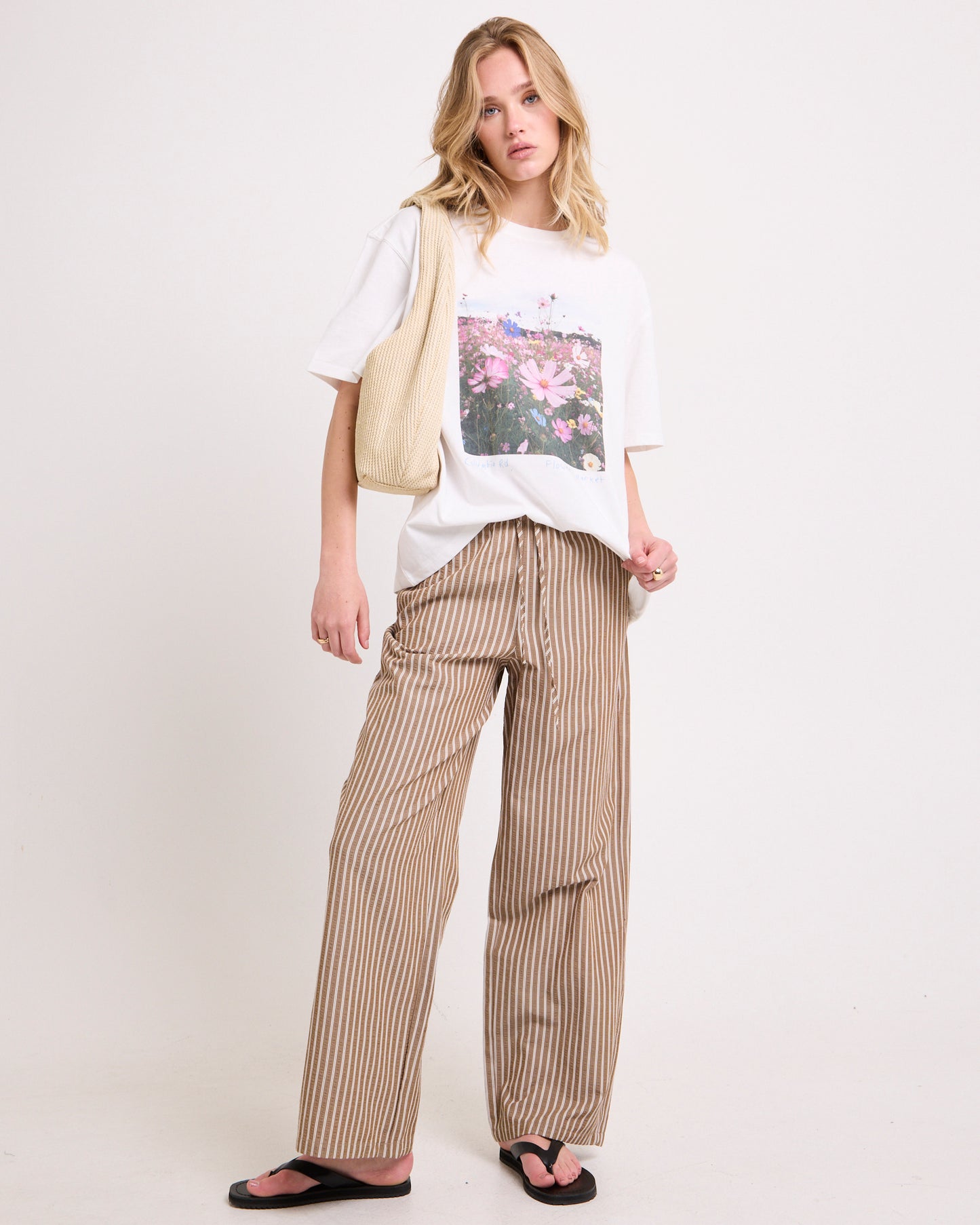 Floral Photo Print Boyfriend T-Shirt