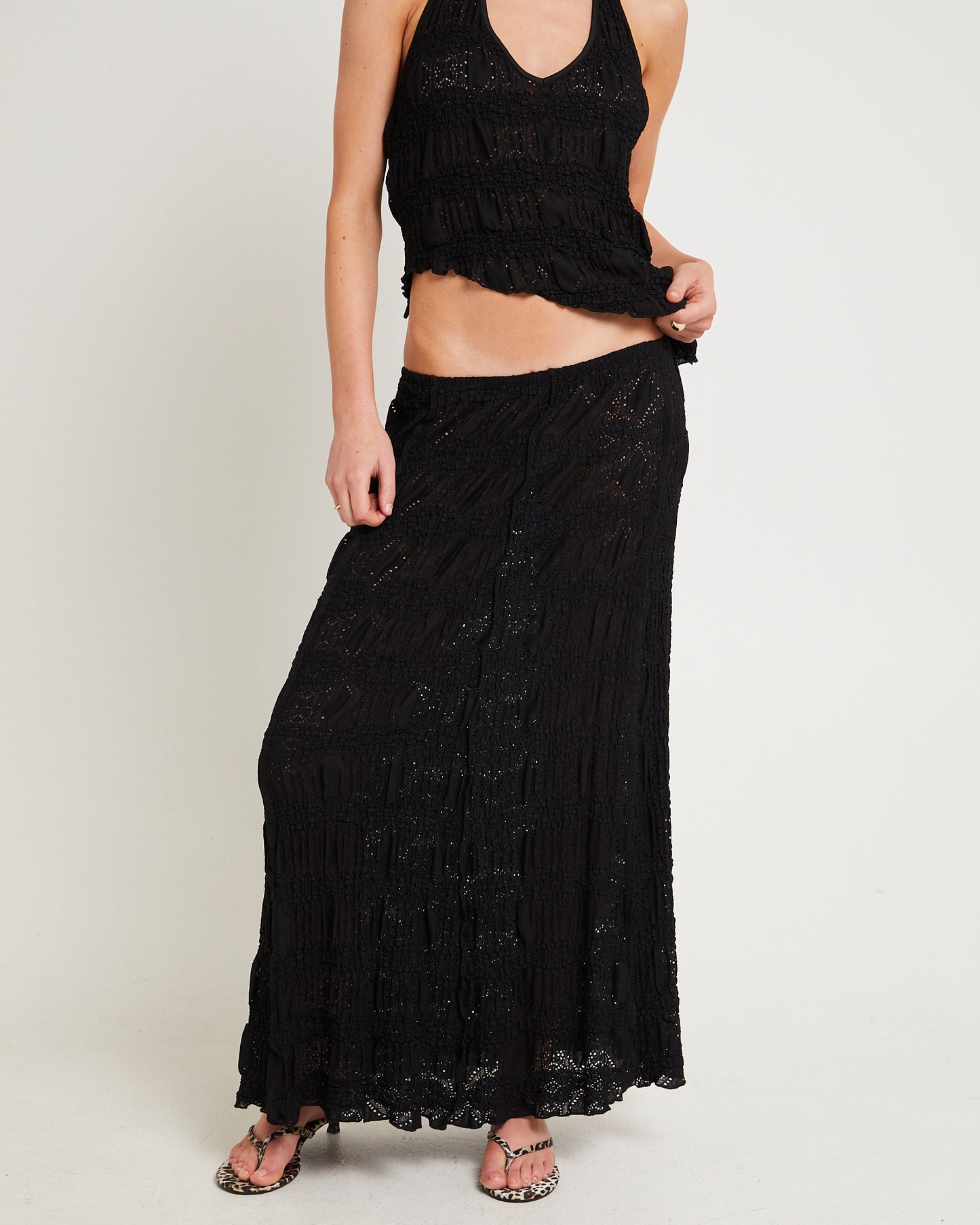 Amore Asymmetrical Textured Maxi Skirt
