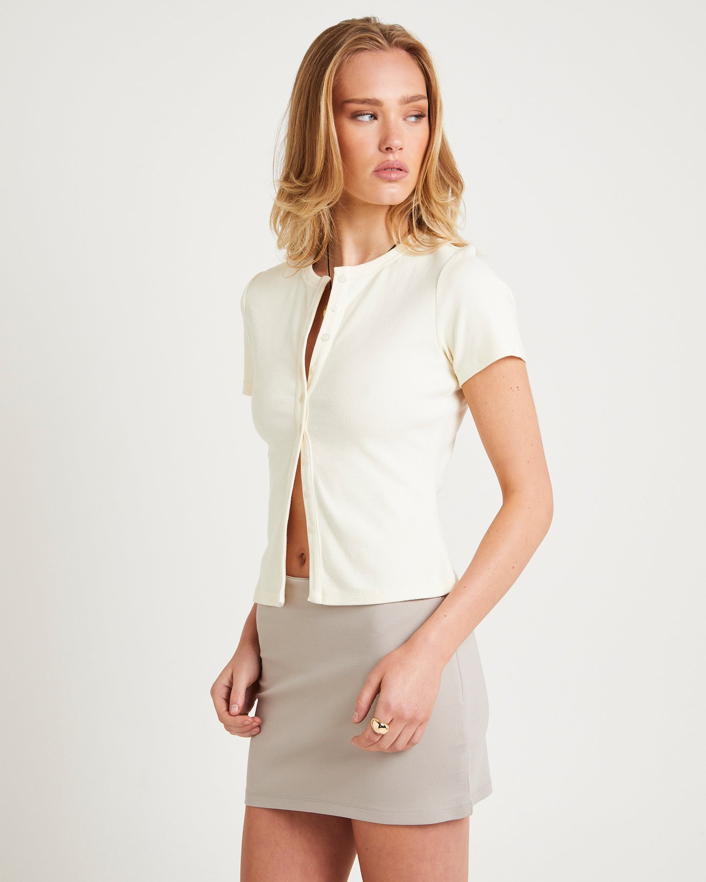Neri Rib Button T-Shirt