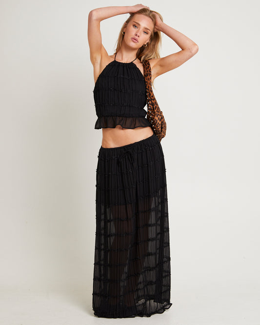 Alda Shirred Backless Top BLACK
