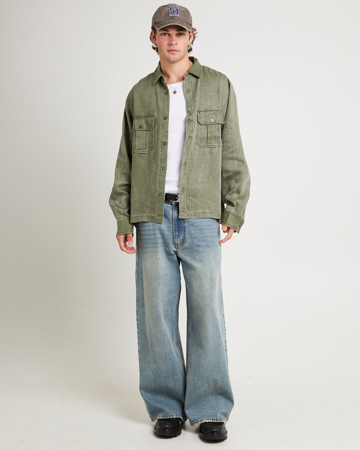 Rashaad Long Sleeve Shirt WASHED OLIVE