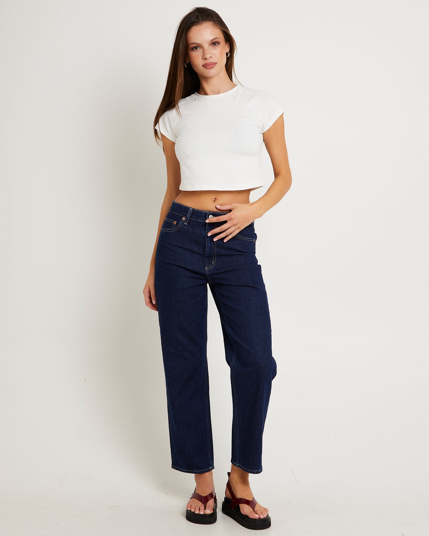 High Straight Crop Denim Jeans