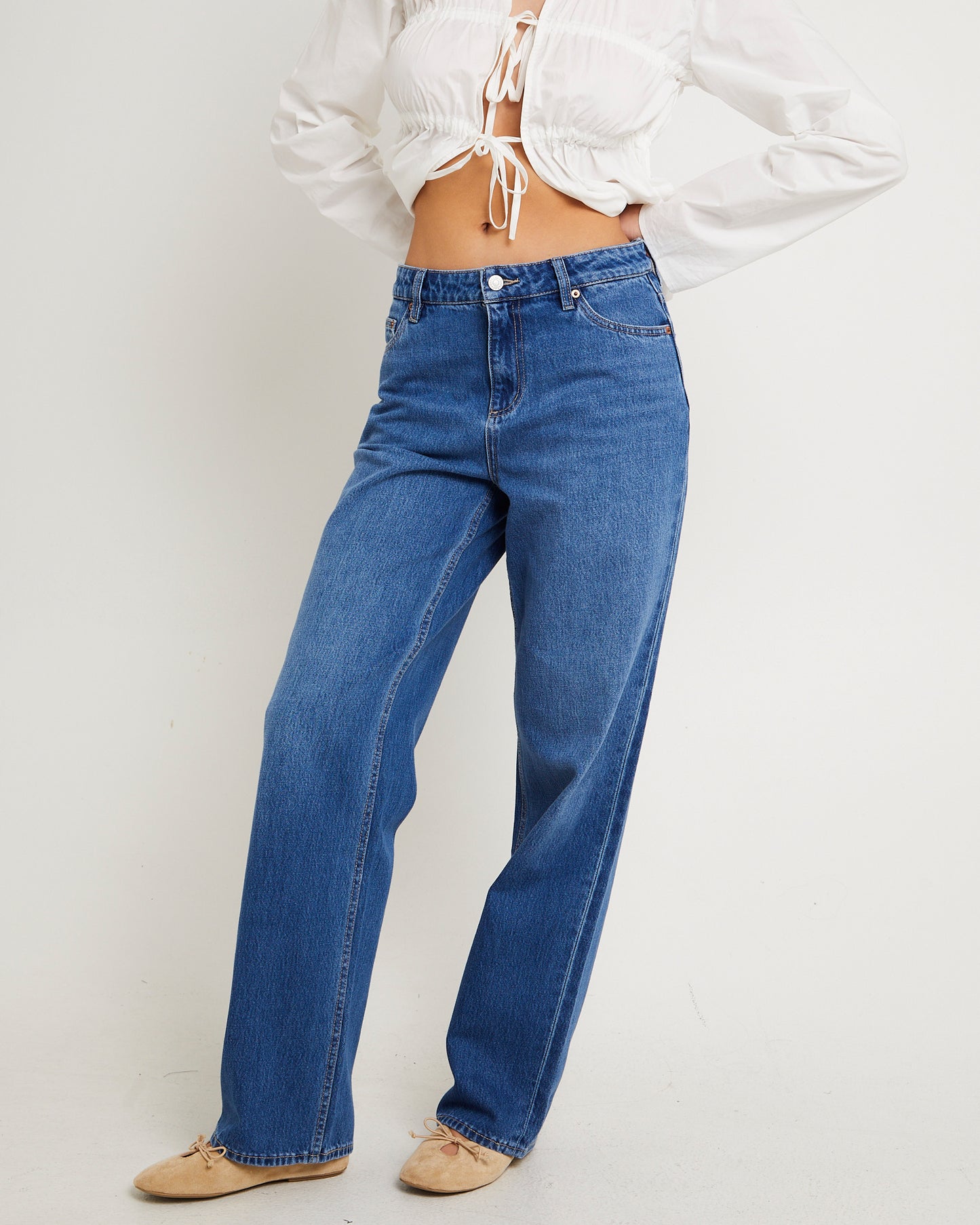 Mid Baggy Denim Jeans Arcadia Blue