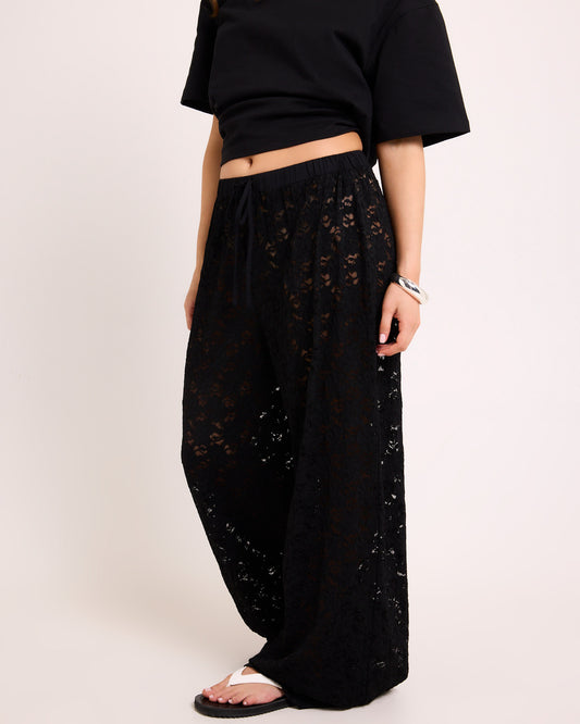 Jasmine Lace Relaxed Pants BLACK