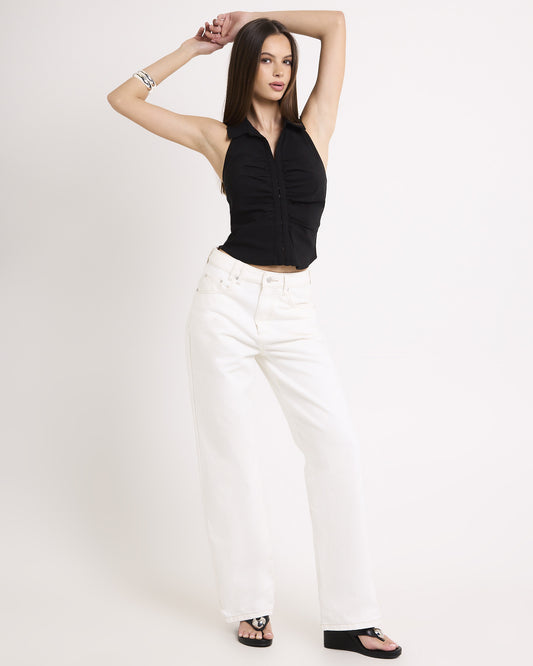 Maddy Ruched Shirt BLACK