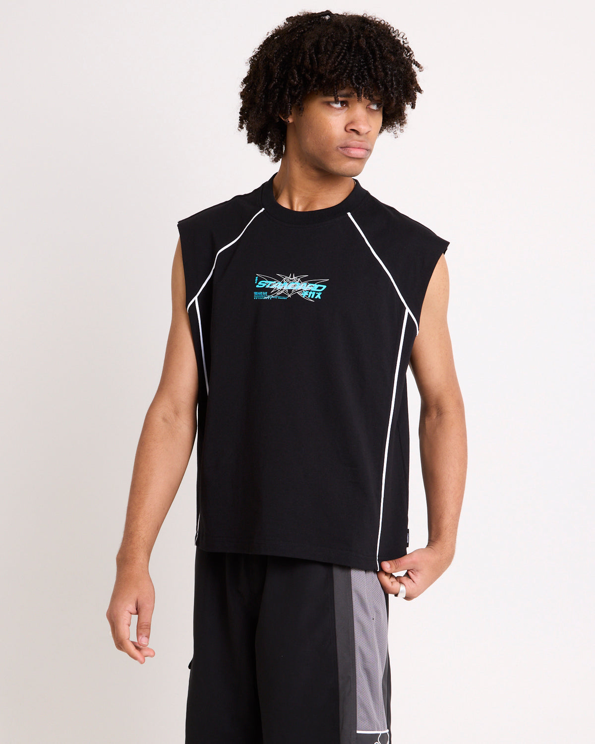 Whipped Sleeveless Tank BLACK