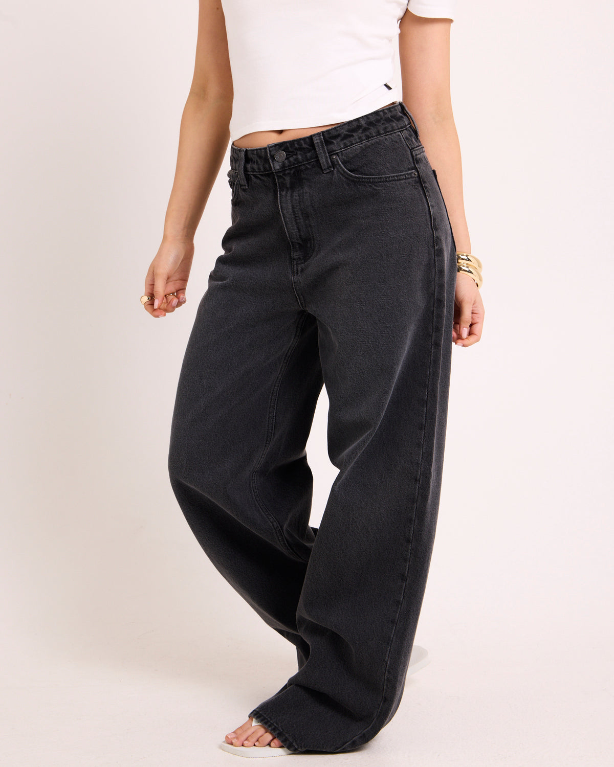 Mid Slouch Relaxed Denim Jeans Basalt BASALT