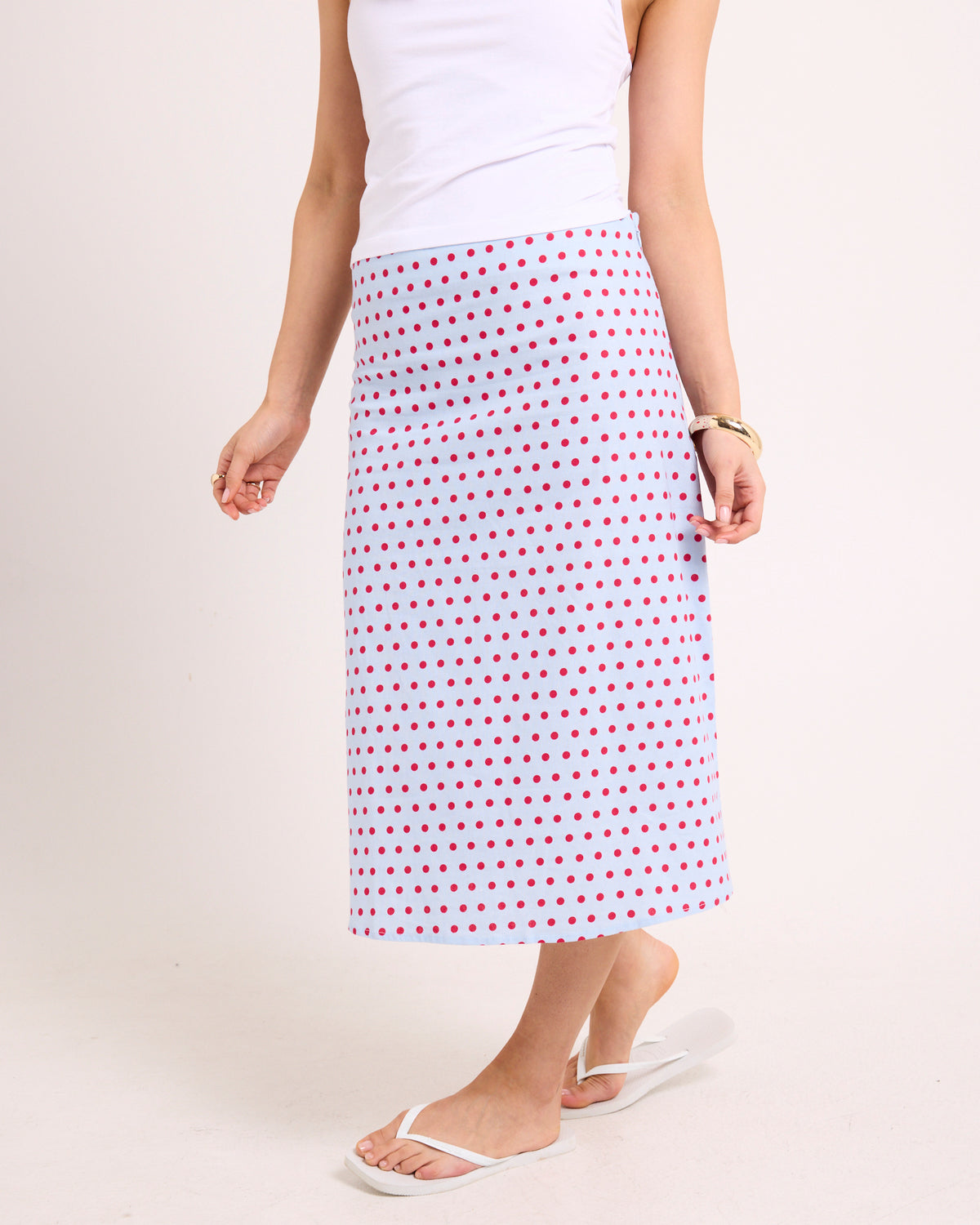 Billy Polka Slip Midi Skirt BLUE SPOT