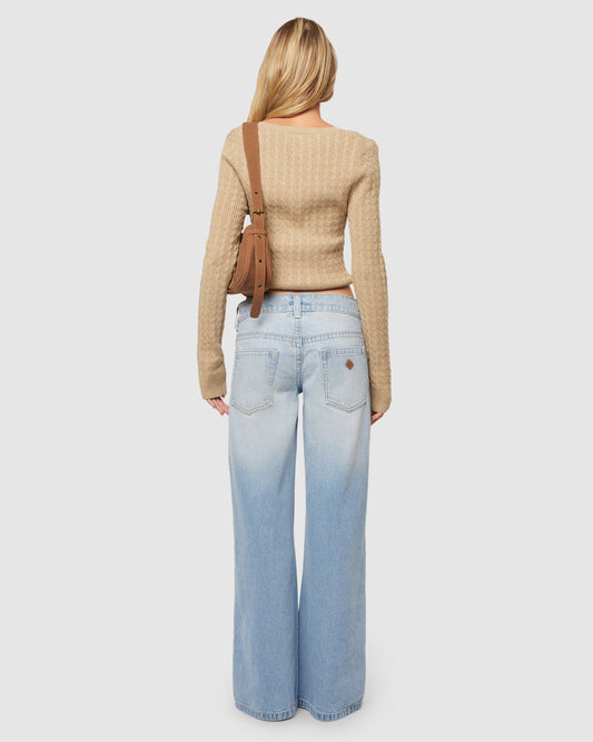 00 Super Low Wide Denim Jeans KAIA WORN