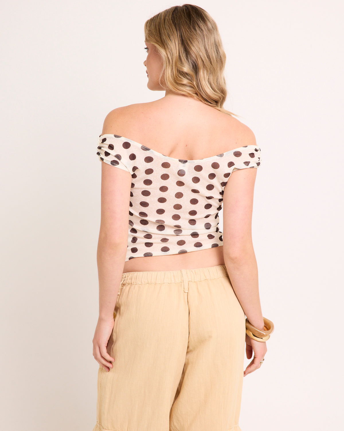 BDG Fia Mesh Off-The-Shoulder Crop Top