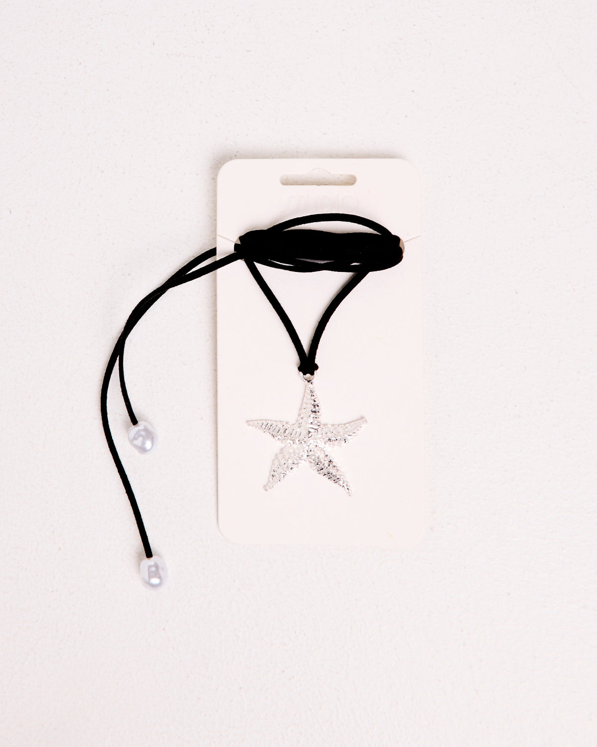 Long Suede Swirl Necklace BLACK