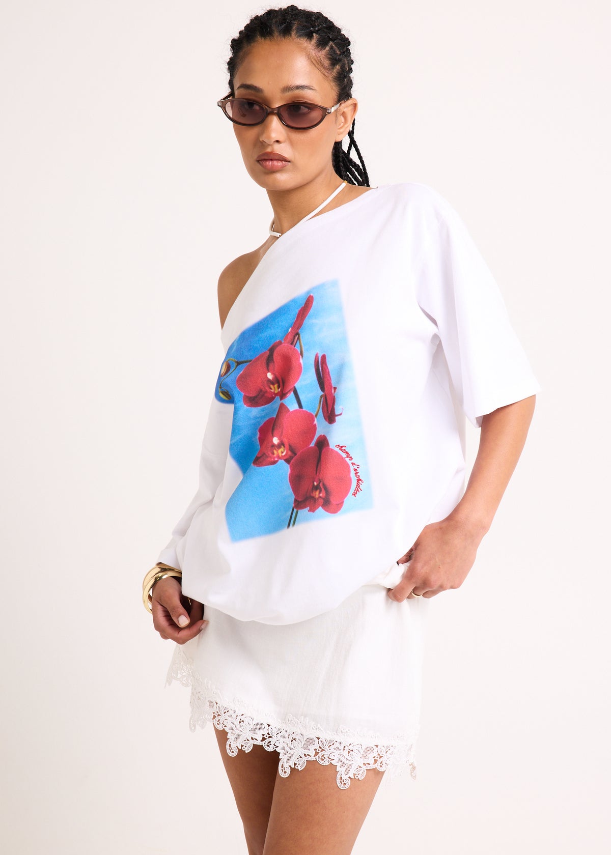 Orchid Off Shoulder T-Shirt CREAM
