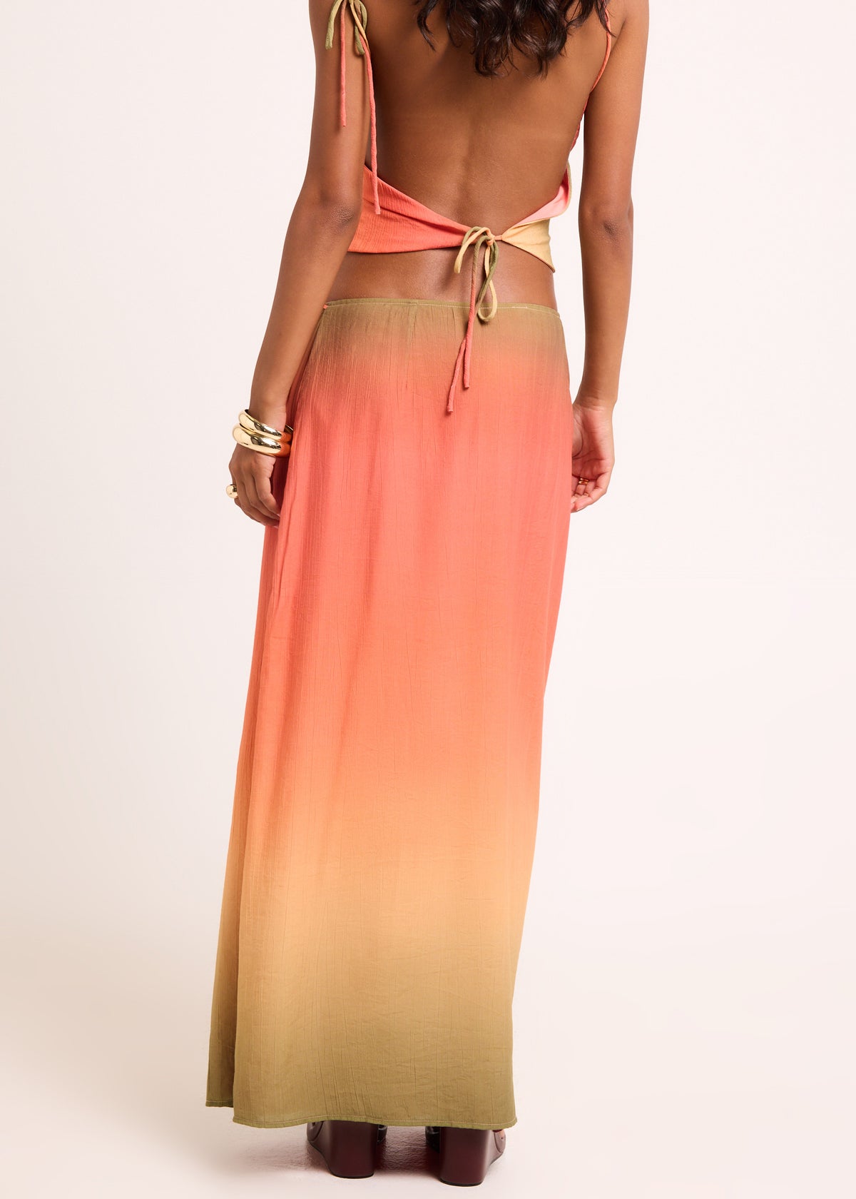 Earth Ombre Wrap Midi Skirt MULTI