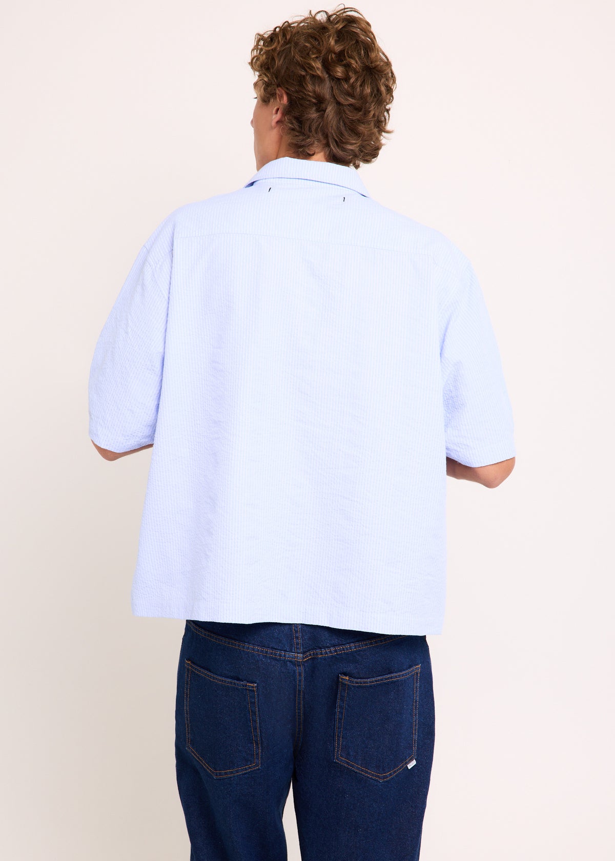 Crinkel Short Sleeve Shirt BLUE