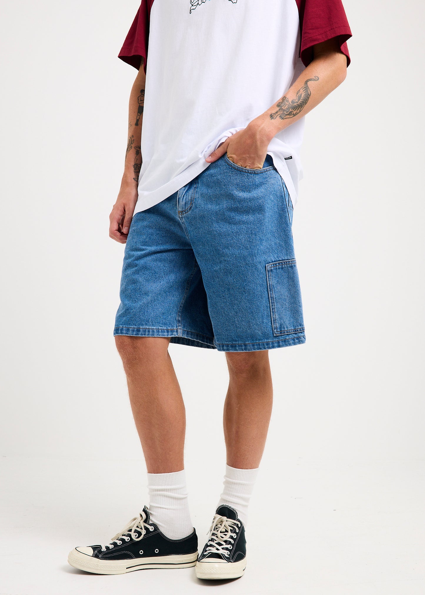Scorched Harper Denim Baggy Fit Carpenter Shorts
