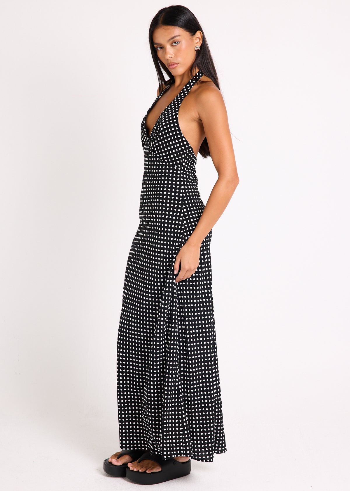 Hannah Halter Maxi Dress BLACK/WHITE SPOT