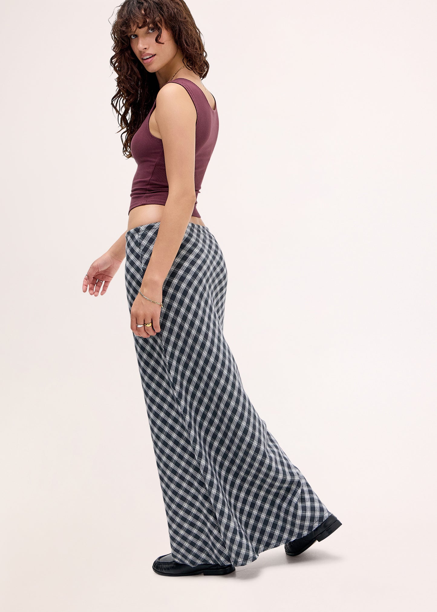 BDG Check Maxi Skirt