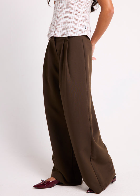 Emory Low Rise Tailored Pants CHOCOLATE