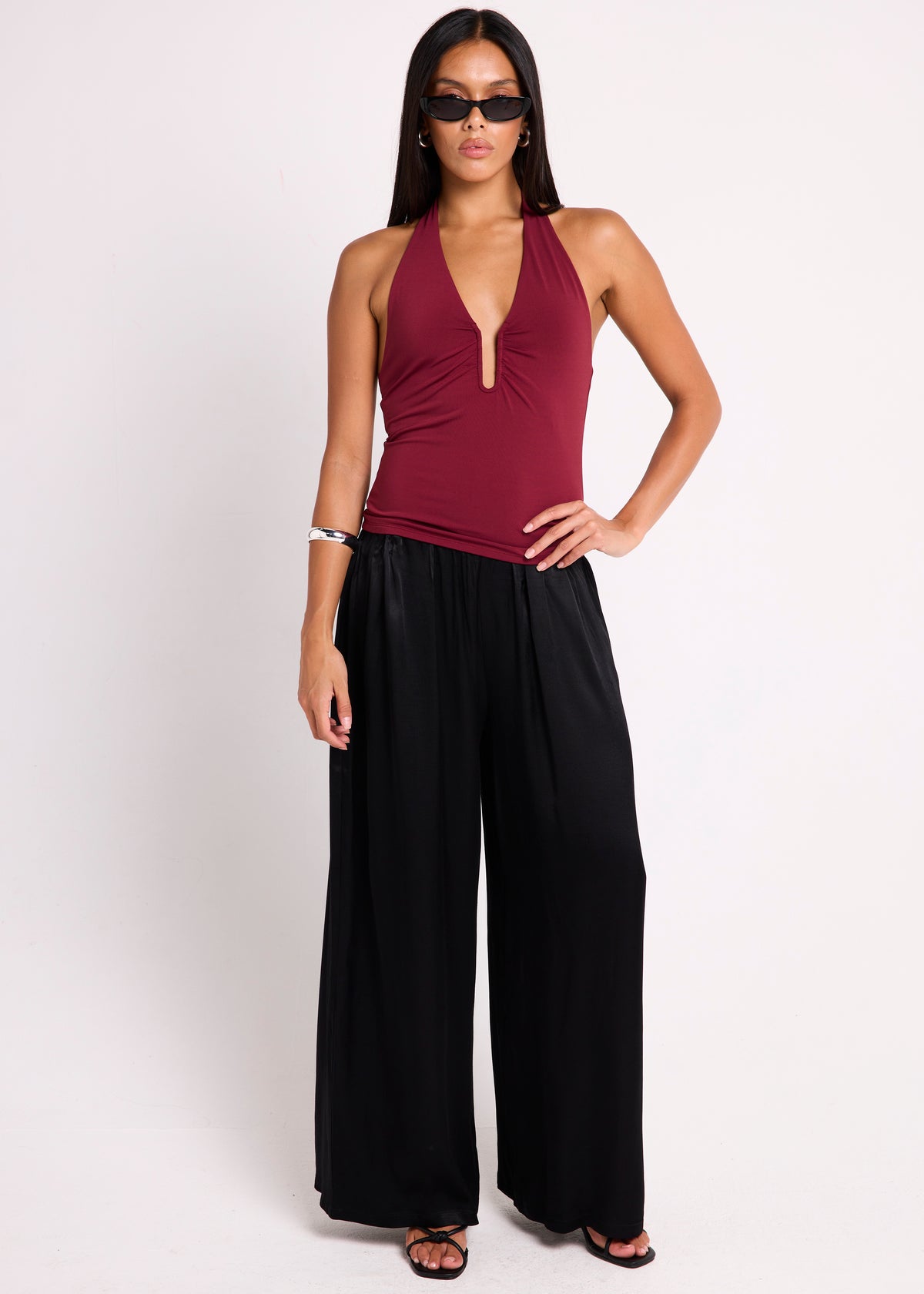 Eden Plunge Halter Top WINE