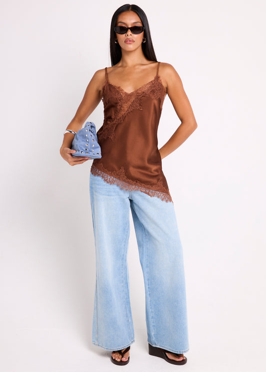 Fez Wide Leg Flare Denim Pants VINTAGE STONE WASH