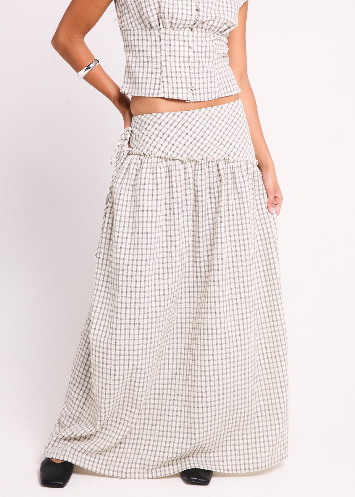 Freydis Check Skirt BLACK GINGHAM