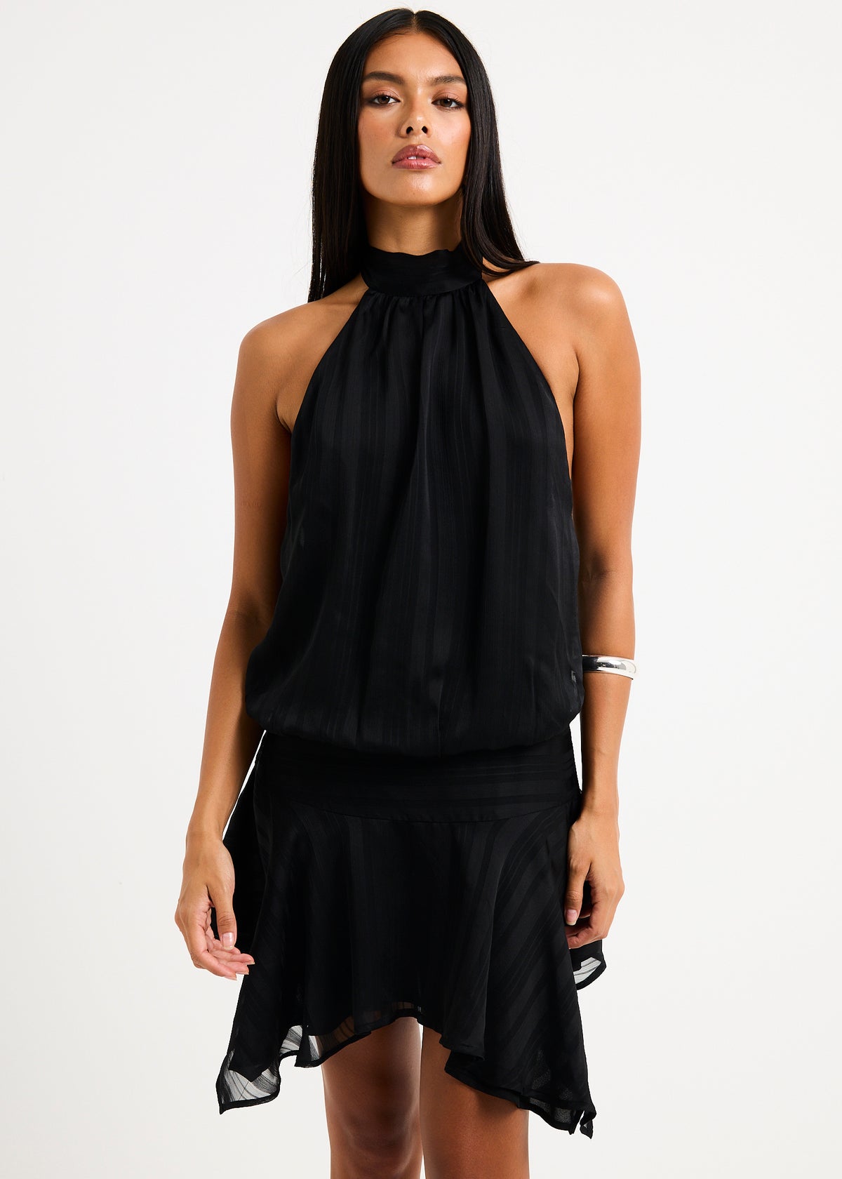 Naomi High Neck Mini Dress BLACK