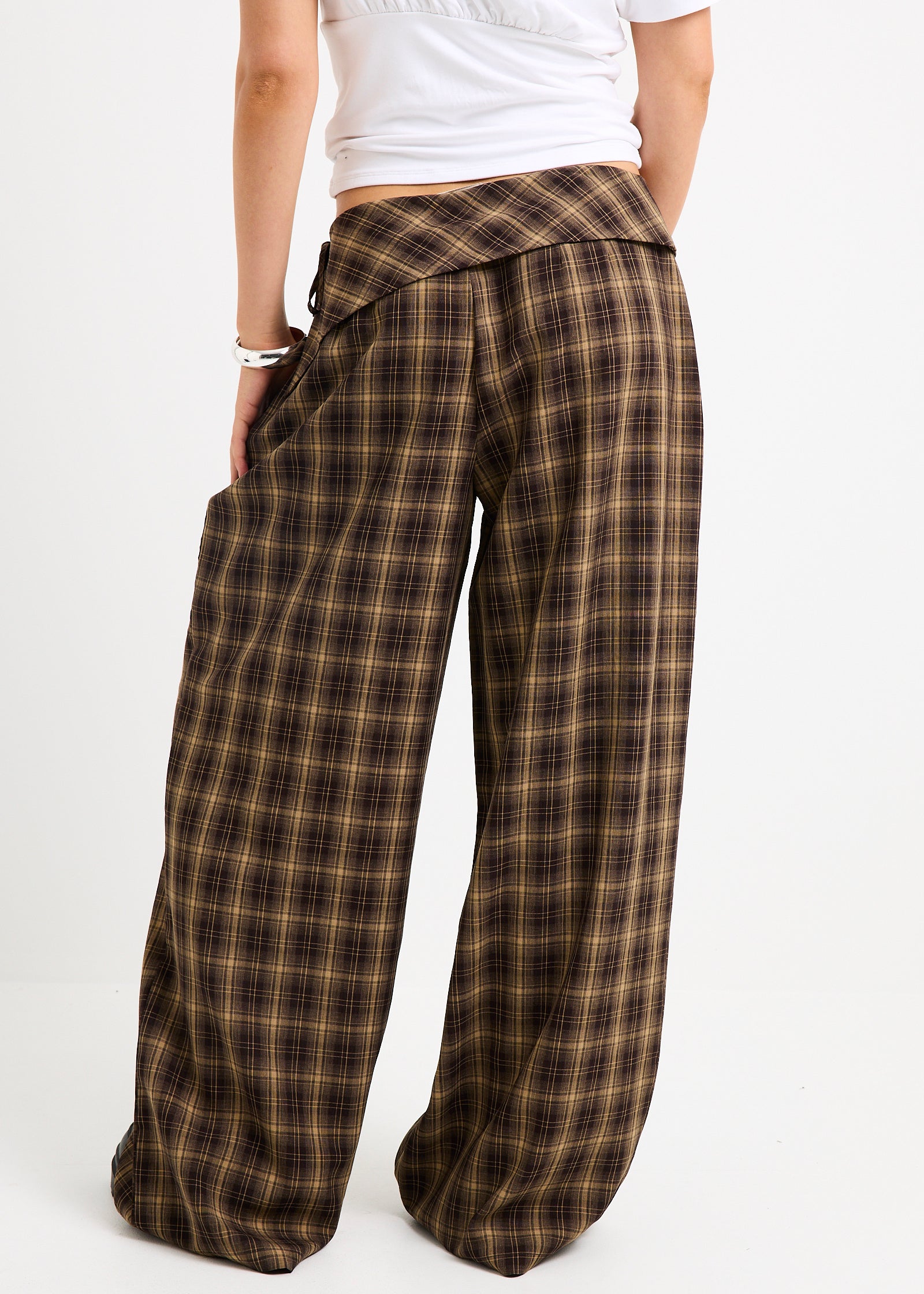 Martha Fold Over Check Pants – General Pants Co.