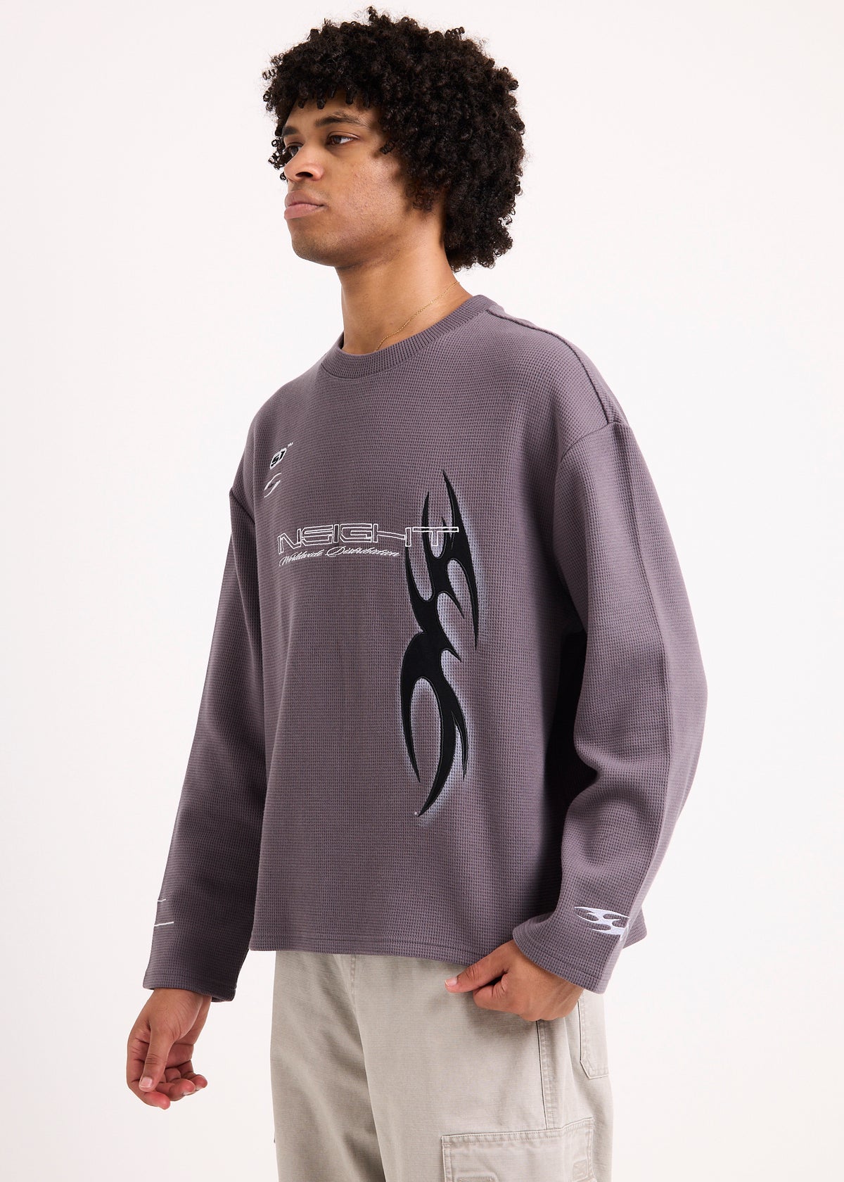 Mystics Waffle Knit Jumper CHARCOAL