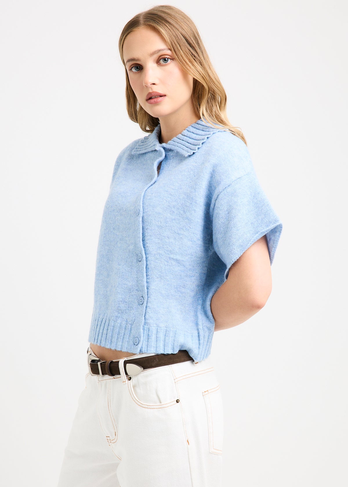 Sofia Asymm Knit Cardi BLUE