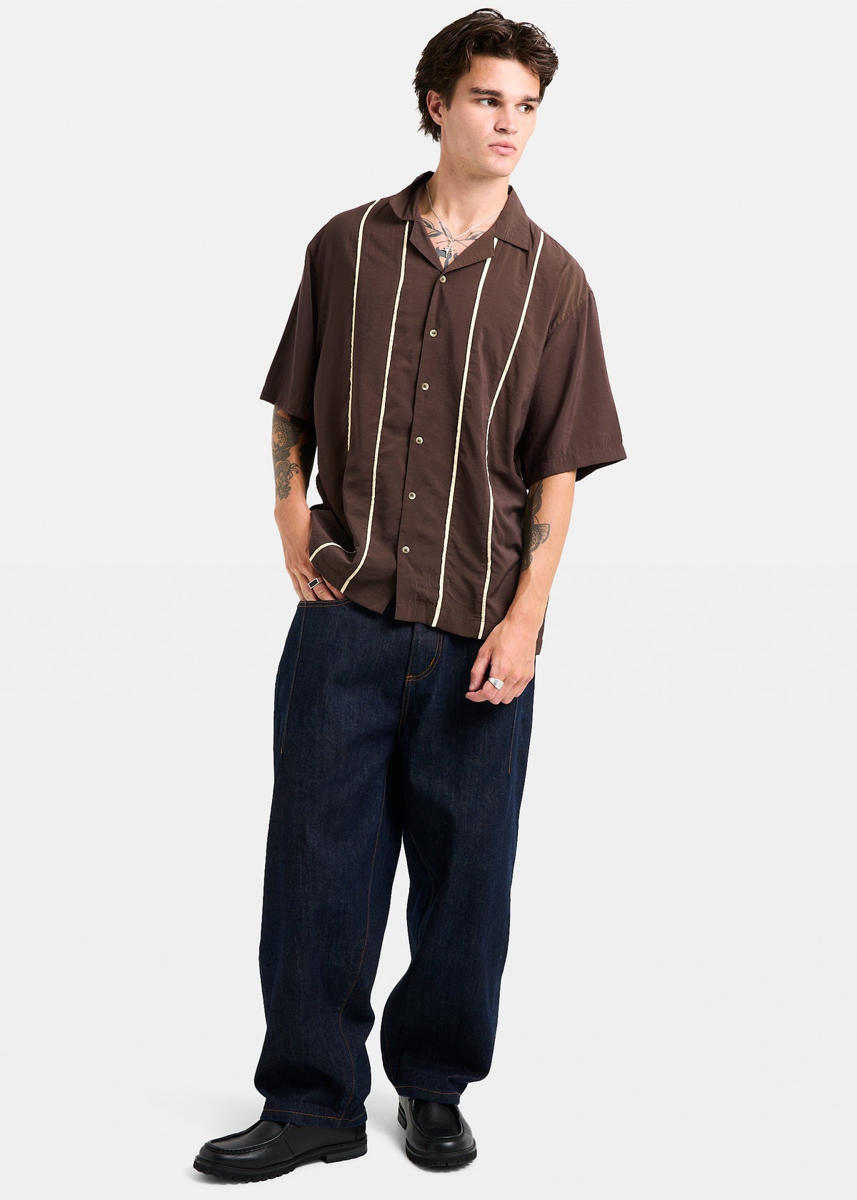 Railroad Bowler Short Sleeve Shirt DARK COCOA