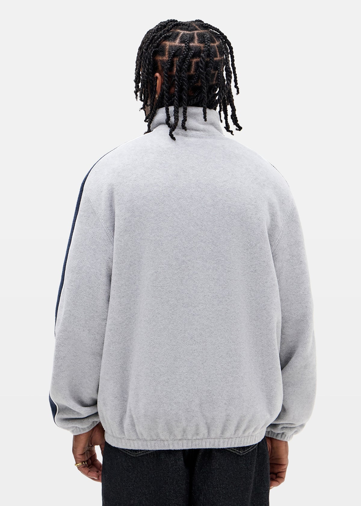 Panel Emboidered Fleece Jumper GREY