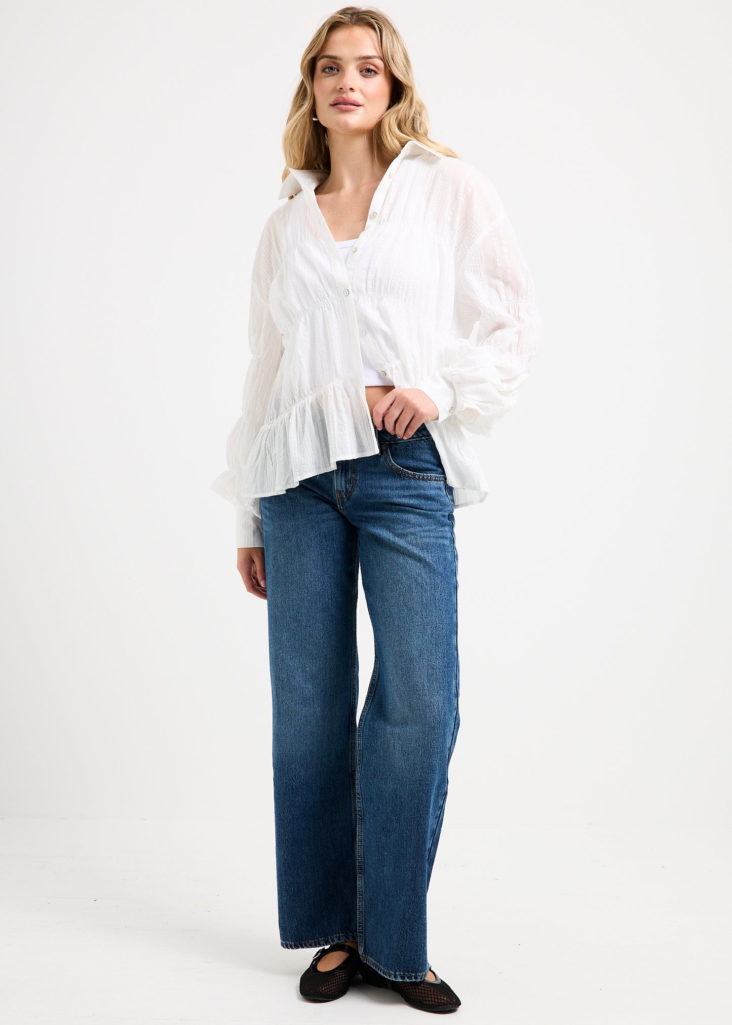 Chicago Shirred Long Sleeve Shirt