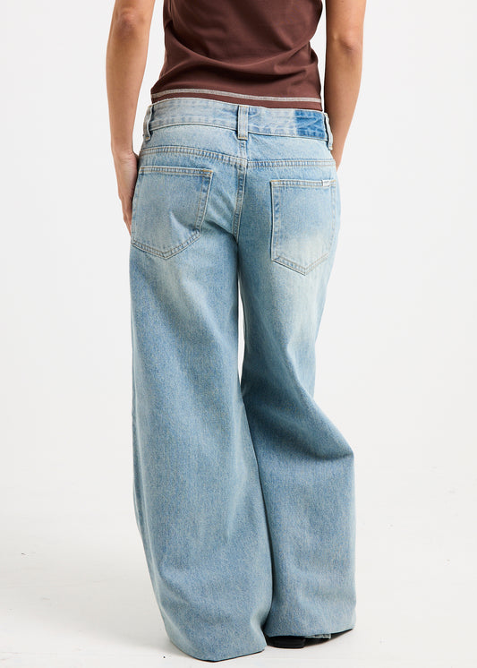 Elise Low Wide Denim Jeans MIAMI BLUE