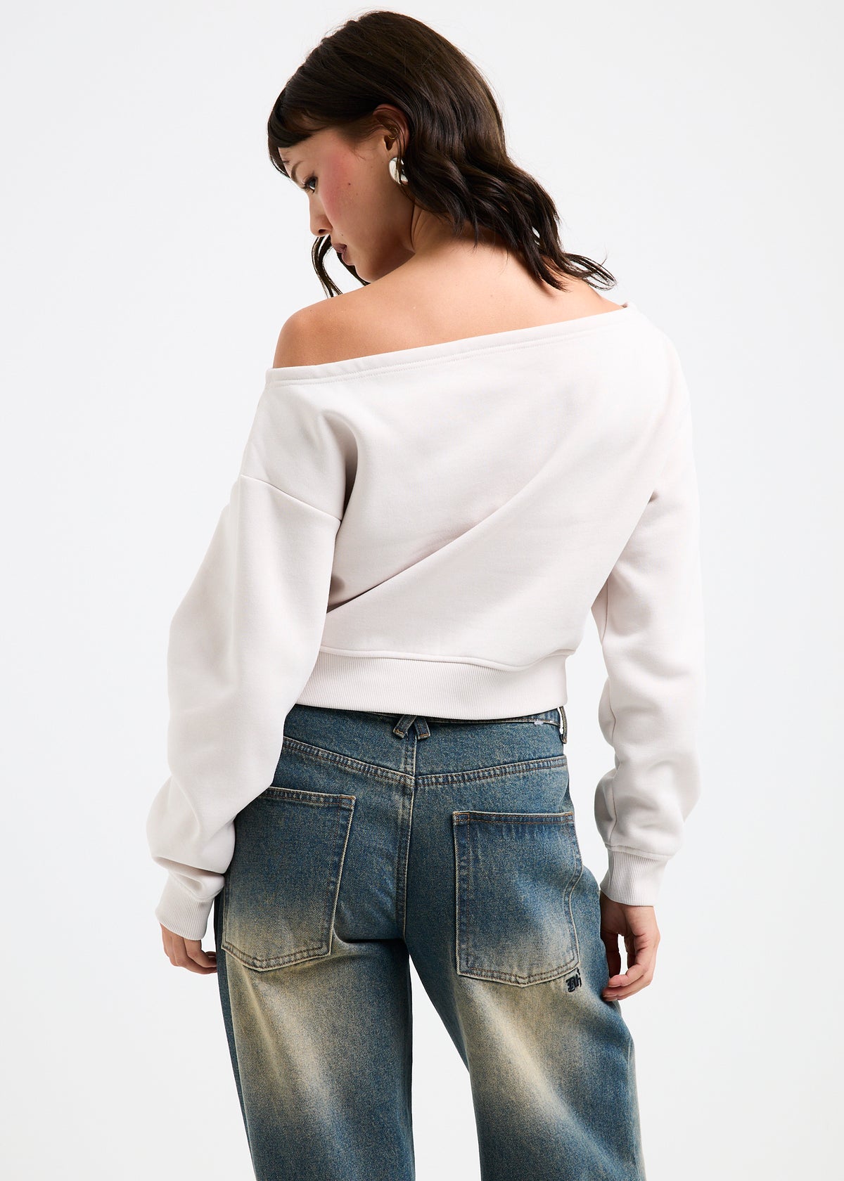 Corsica Off Shoulder Long Sleeve Top STONE