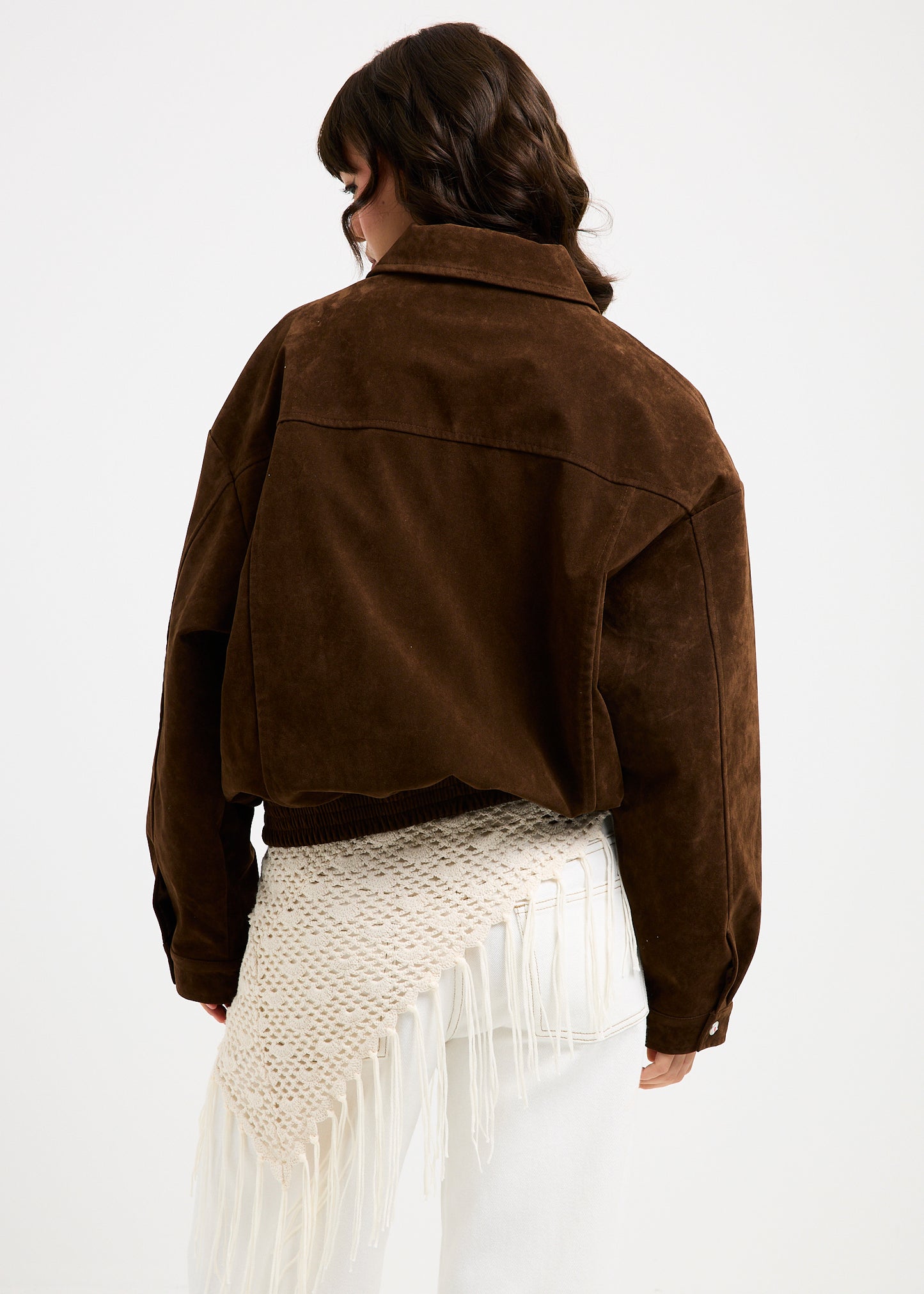 Jen Suede Oversized Patch Pocket Jacket
