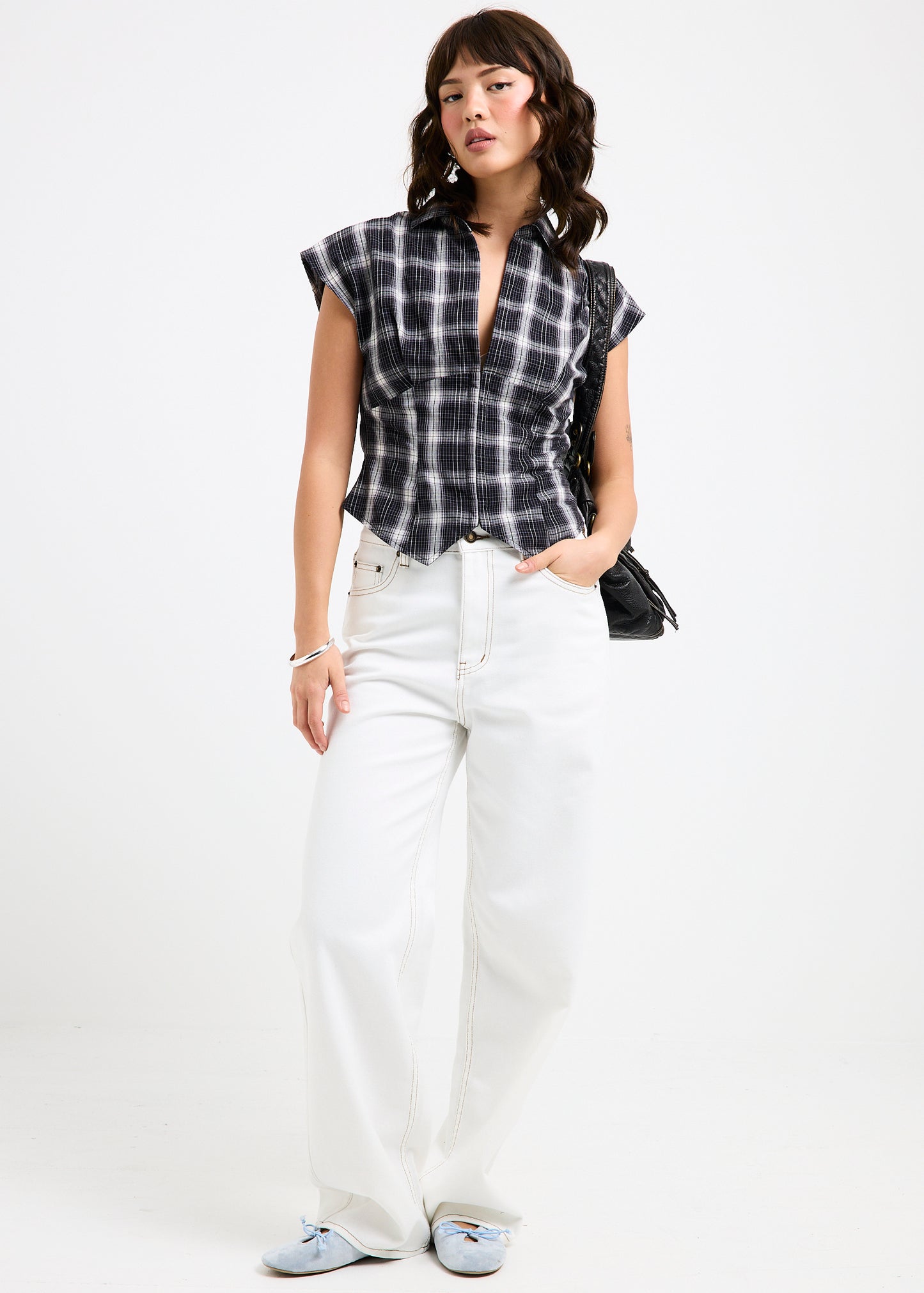 Milos Plaid Plunge Shirt