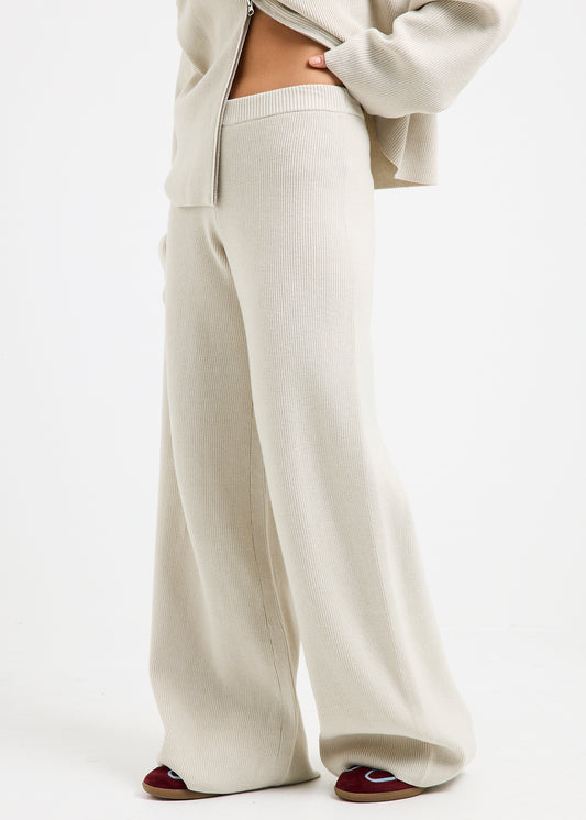 Agnes Rib Wide Leg Pants IVORY