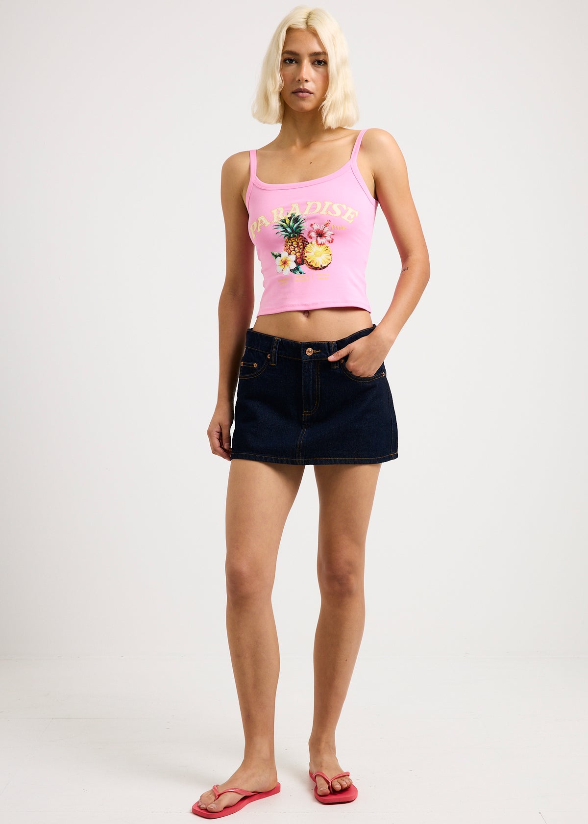 Tide Low Rise Denim Mini Skirt INDIGO