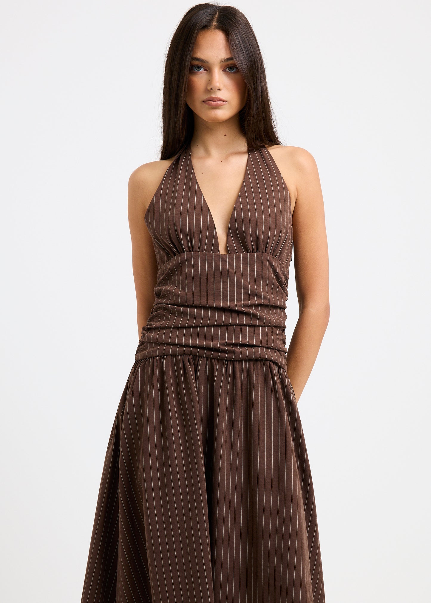 Alex Plunge Striped Maxi Dress