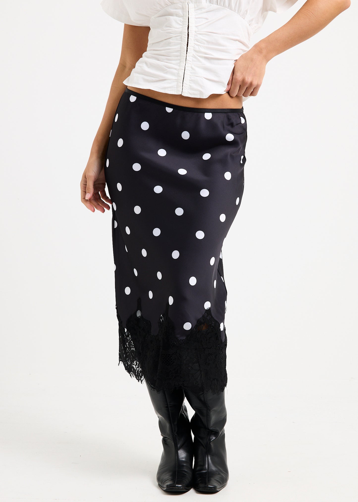 Diana Spot Lace Trim Skirt