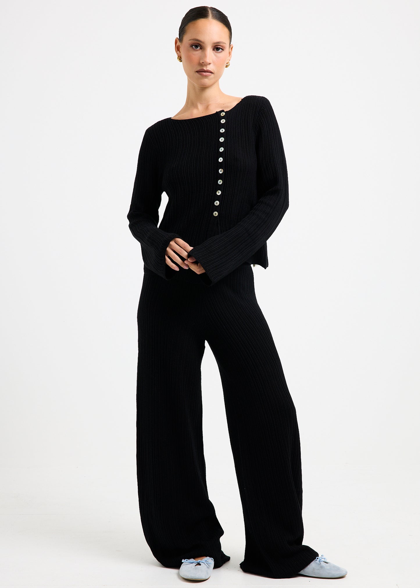 Ireland Off Shoulder Ribbed Ls Top