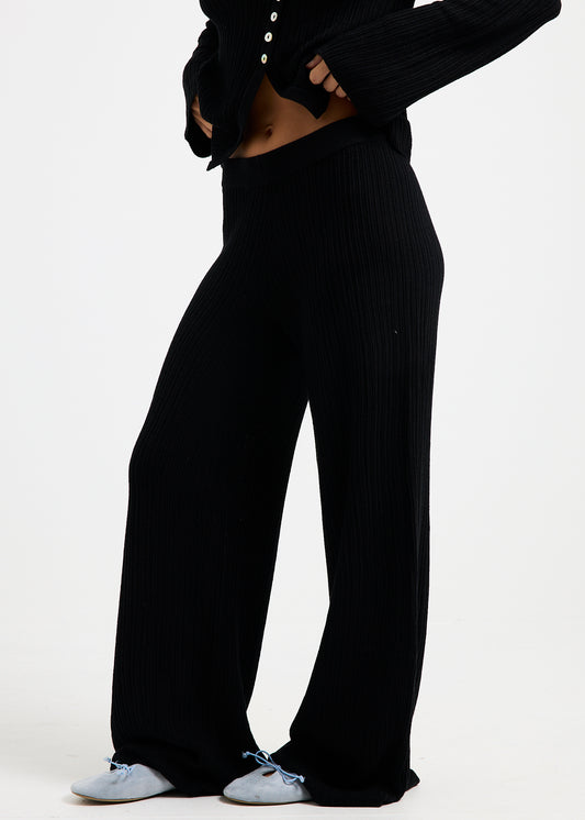 Ireland Wide Leg Knit Pants BLACK