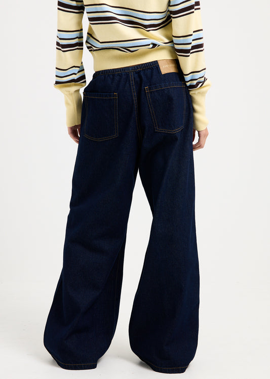 Carmen Draw Cord Wide Leg Denim Jeans INDIGO