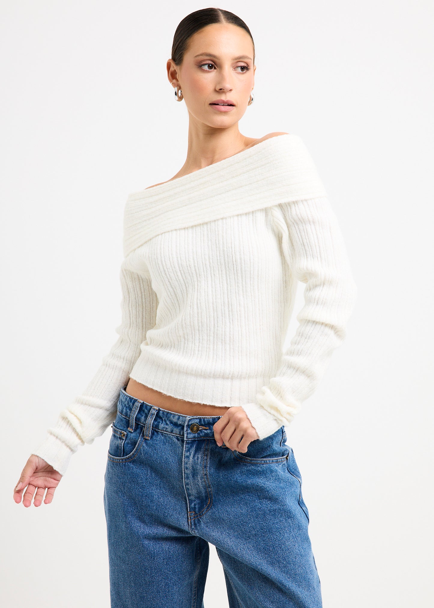 Claudia Off Shoulder Rib Knit Top